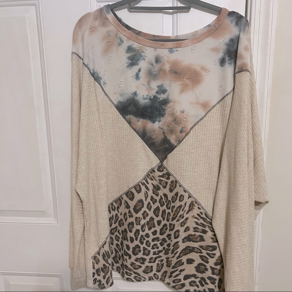 Womens LS waffle knit top